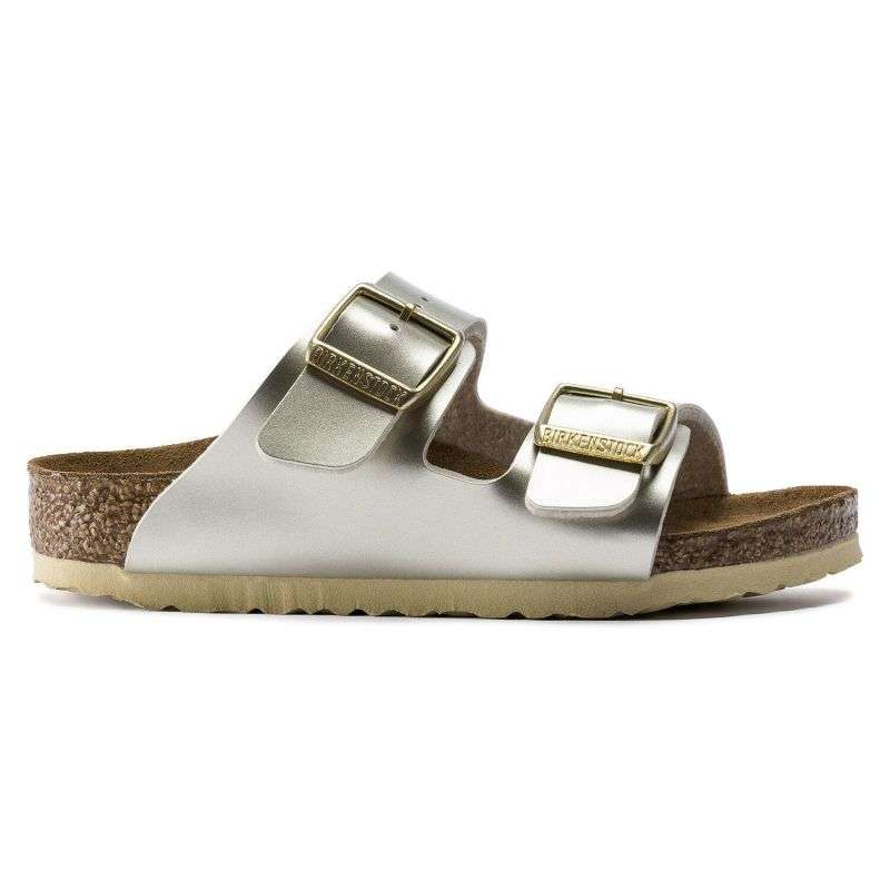 Birkenstock Arizona Kids Birko-Flor Electric Metallic Gold Narrow Girls' Flip-Flops (1014841)