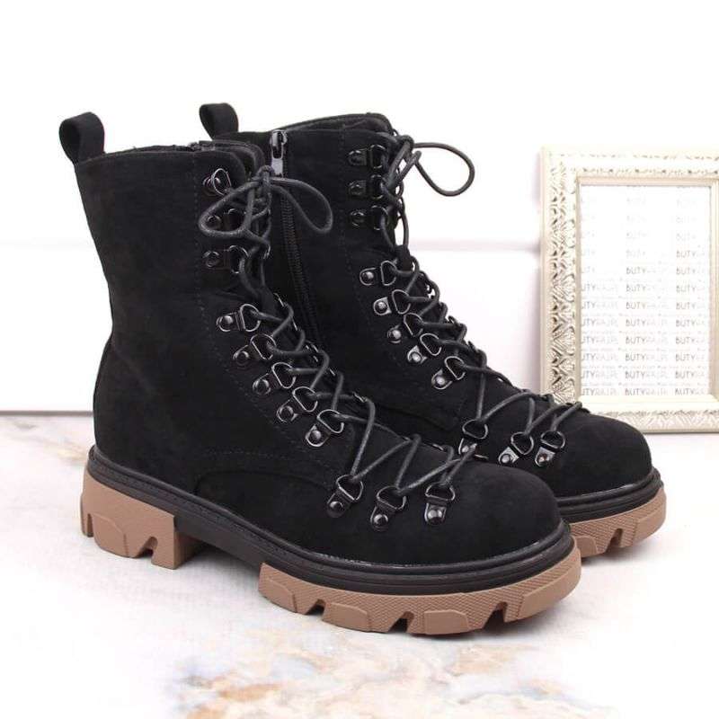 Vinceza W JAN255 black suede insulated boots