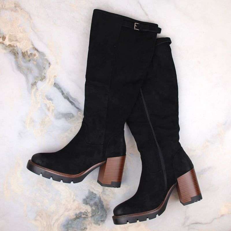 Vinceza W JAN258 suede high-heeled and platform boots, black