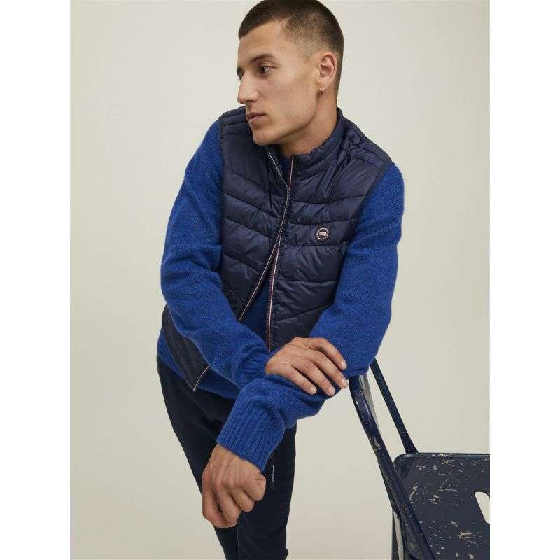 Jack &amp; Jones JJHero Bodywarmer Collar vest 12211790 Navy Blazer/Contrast