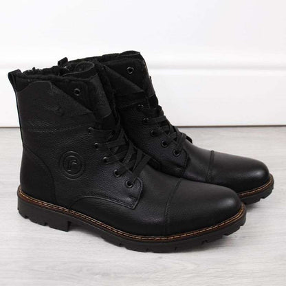 Leather boots insulated with wool Rieker M RKR296A black