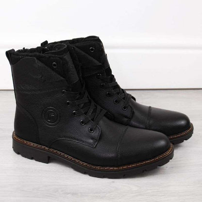 Leather boots insulated with wool Rieker M RKR296A black