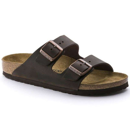Women's/men's brown Birkenstock Arizona Nubuck Habana narrow flip-flops (52533)