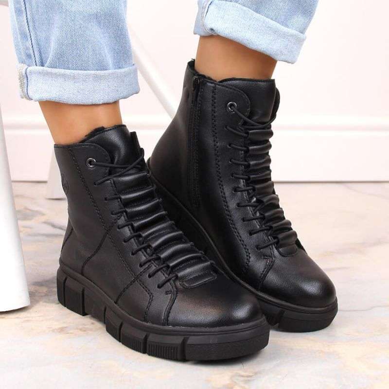 Comfortable, insulated platform boots Rieker W RKR493A, black