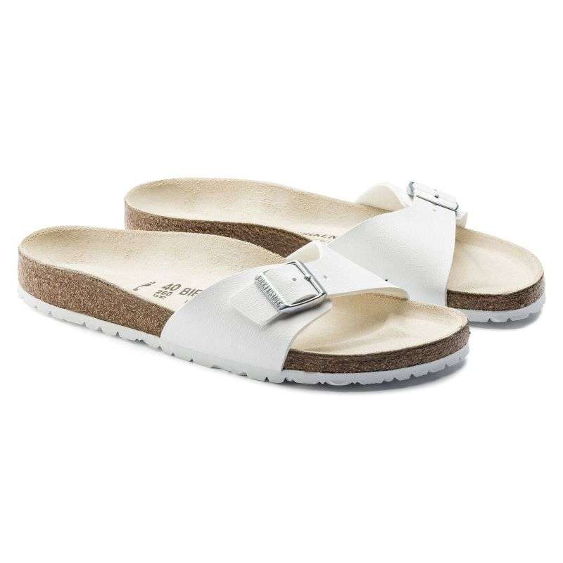 Birkenstock Madrid Birko-Flor White Women's Slides Regular Wide (0040731)