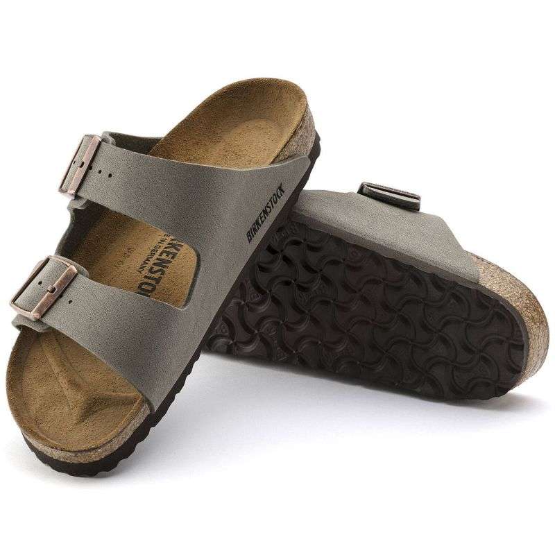 Birkenstock Arizona Birko-Flor Nubuck Stone regular women's/men's flip-flops wide gray (0151211)