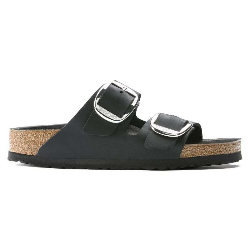 Birkenstock Arizona Big Buckle Oiled Leather Black Narrow Women's Flip-Flops (1011075)