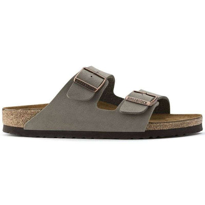 Birkenstock Arizona Birko-Flor Nubuck Stone regular women's/men's flip-flops wide gray (0151211)
