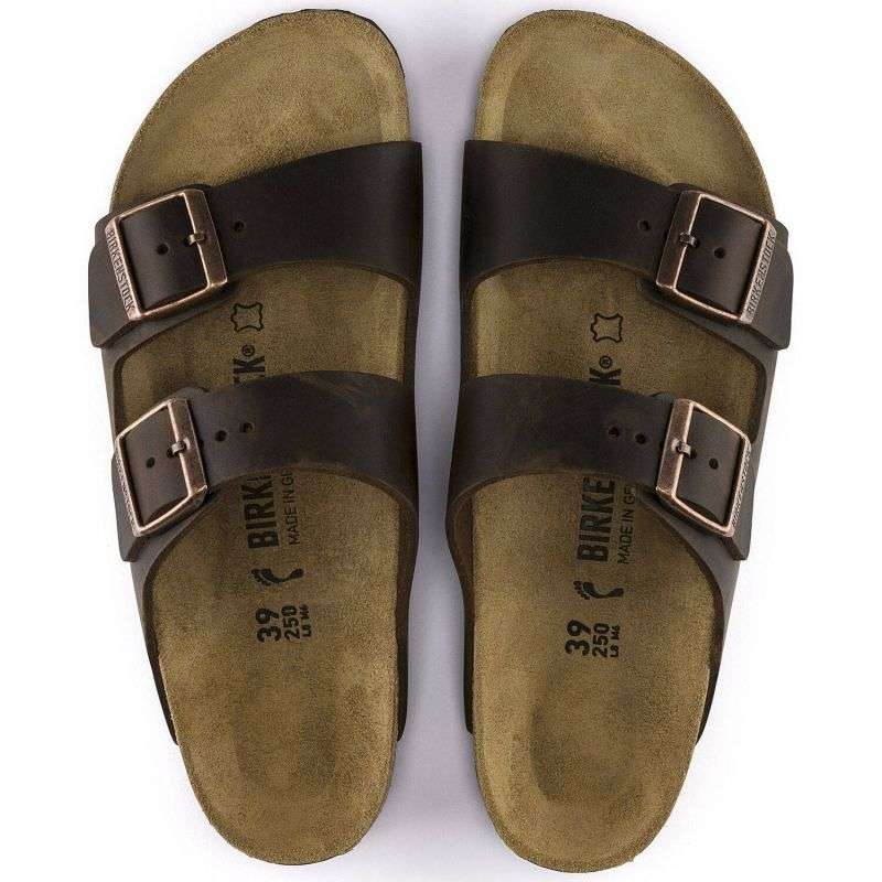 Women's/men's brown Birkenstock Arizona Nubuck Habana narrow flip-flops (52533)