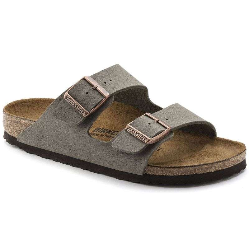 Birkenstock Arizona Birko-Flor Nubuck Stone regular women's/men's flip-flops wide gray (0151211)