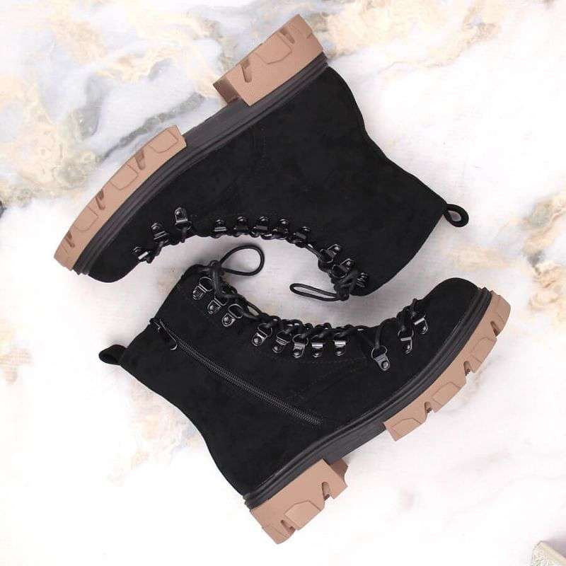 Vinceza W JAN255 black suede insulated boots