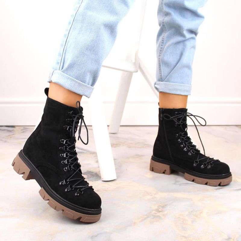 Vinceza W JAN255 black suede insulated boots