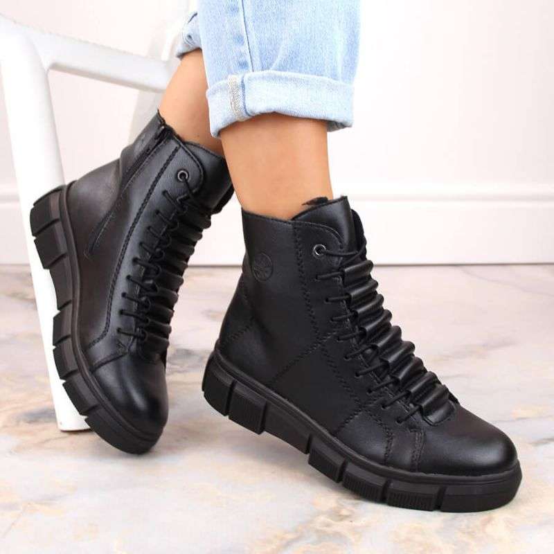 Comfortable, insulated platform boots Rieker W RKR493A, black