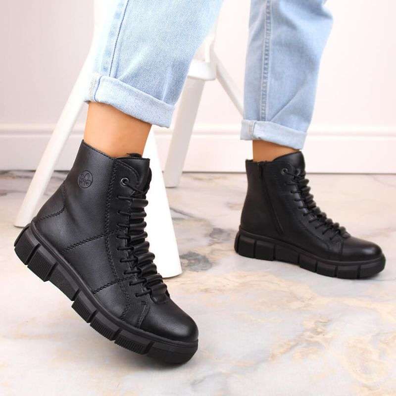 Comfortable, insulated platform boots Rieker W RKR493A, black